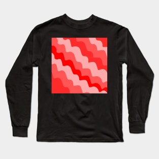 Red wavy ocean waves gradient Long Sleeve T-Shirt